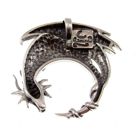 Solid 925 Sterling Silver Dragon Moon Mystical Guardian Pendant by Peter Stone - Picture 5 of 5